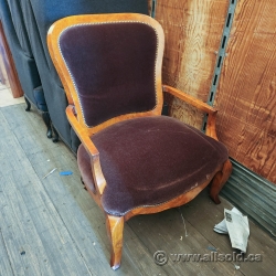 Wood Tone Suede Fabric Guest Armchair